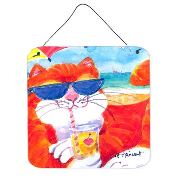 Micasa Cool Cat With Sunglasses At The Beach Aluminium Metal Wall or Door Hanging Prints MI54702